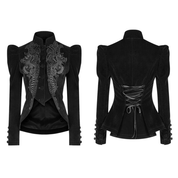 Punk Rave Exquisite Gothic Lace Decoration Velvet Jacket - Image 5