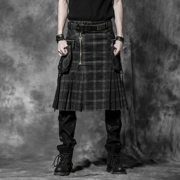 PUNK RAVE Scottish Double Pockets Men Skirt