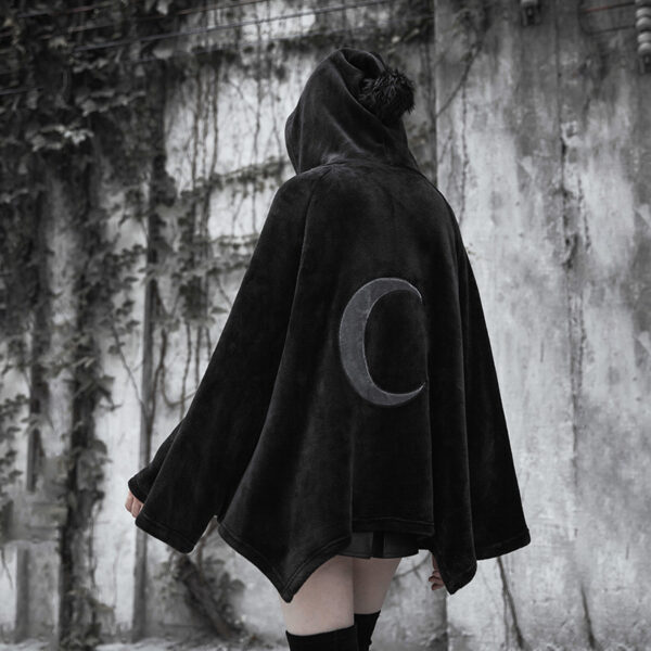 PUNK RAVE Dark Velvet Embroidered Cloak Jacket - Image 3