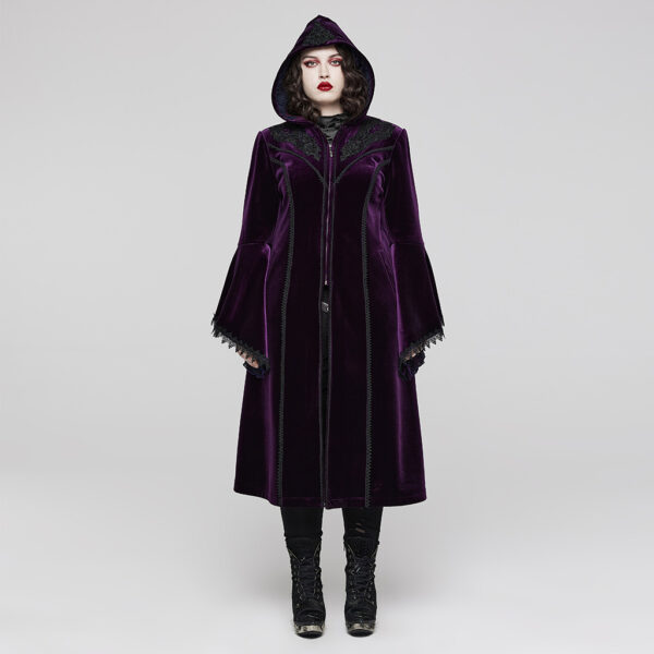 PUNK RAVE Gorgeous Velvet Purple Goth Coat