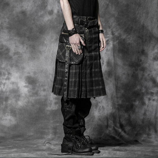 PUNK RAVE Scottish Double Pockets Men Skirt - Image 2