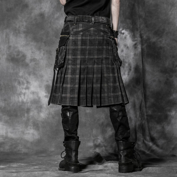 PUNK RAVE Scottish Double Pockets Men Skirt - Image 3