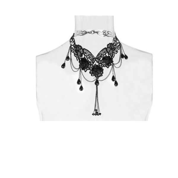 PUNK RAVE Gothic Flower Embroidery Necklace - Image 5