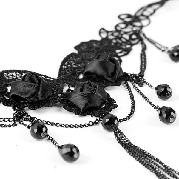 PUNK RAVE Gothic Flower Embroidery Necklace - Image 4