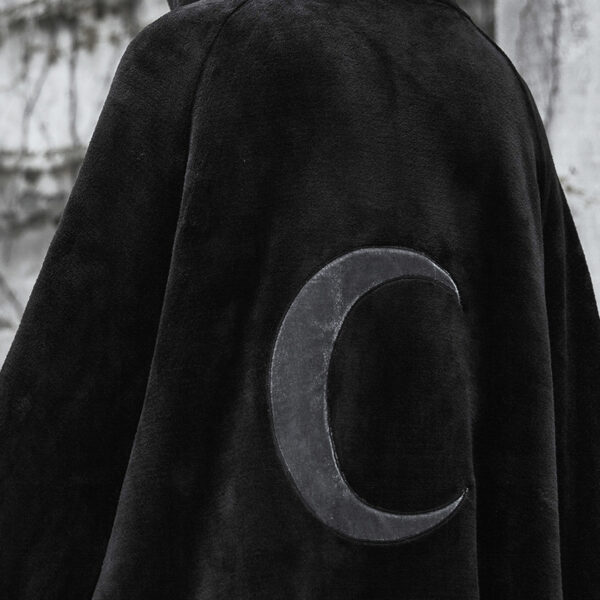 PUNK RAVE Dark Velvet Embroidered Cloak Jacket - Image 6