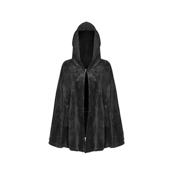 PUNK RAVE Dark Velvet Embroidered Cloak Jacket - Image 5