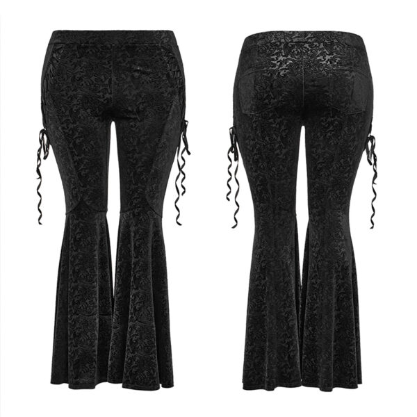 PUNK RAVE Goth Dark Texture Jacquard Flare Pants - Image 3