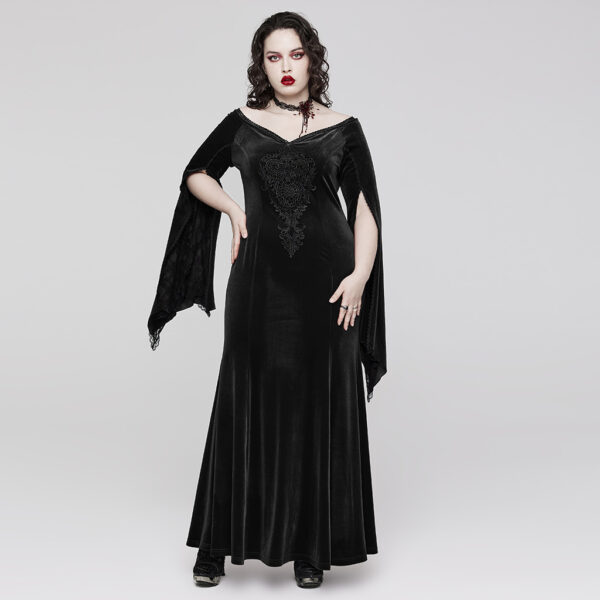 PUNK RAVE Gorgeous Pointed Sleeves V-Neck Goth Dress - Image 9