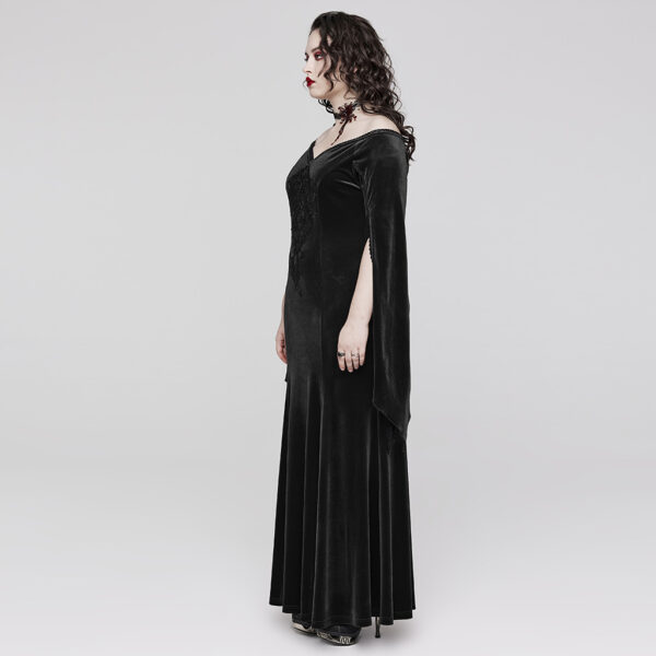 PUNK RAVE Gorgeous Pointed Sleeves V-Neck Goth Dress - Image 7