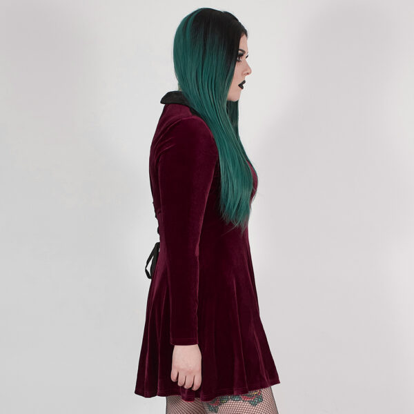 PUNK RAVE Goth Red Velvet Dress - Image 3