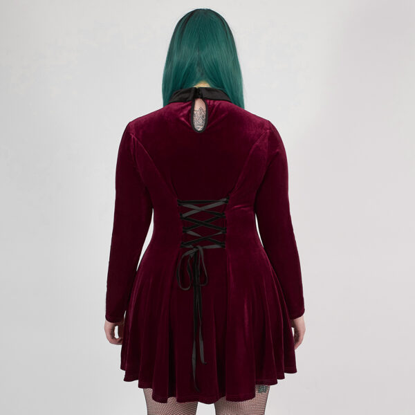 PUNK RAVE Goth Red Velvet Dress - Image 4