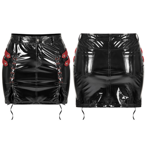 PUNK RAVE Glossy PU Punk Skirt - Image 5