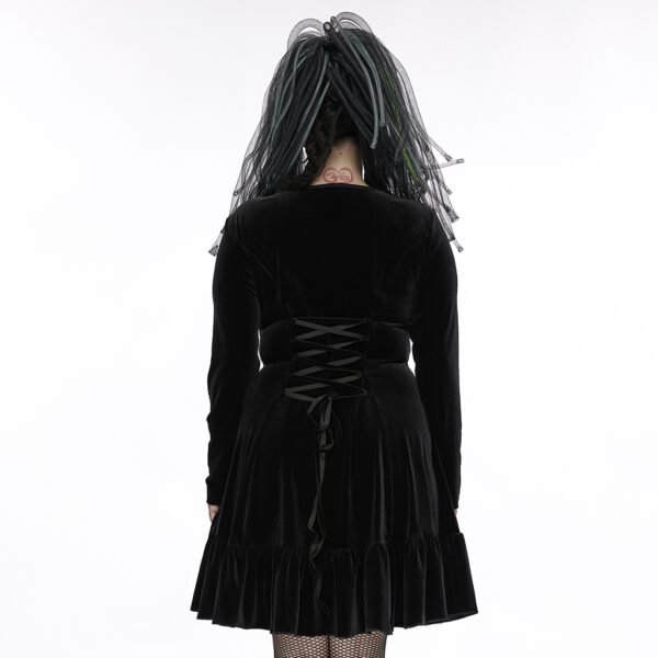 PUNK RAVE Long Sleeve Chains Goth Velvet Dress - Image 3