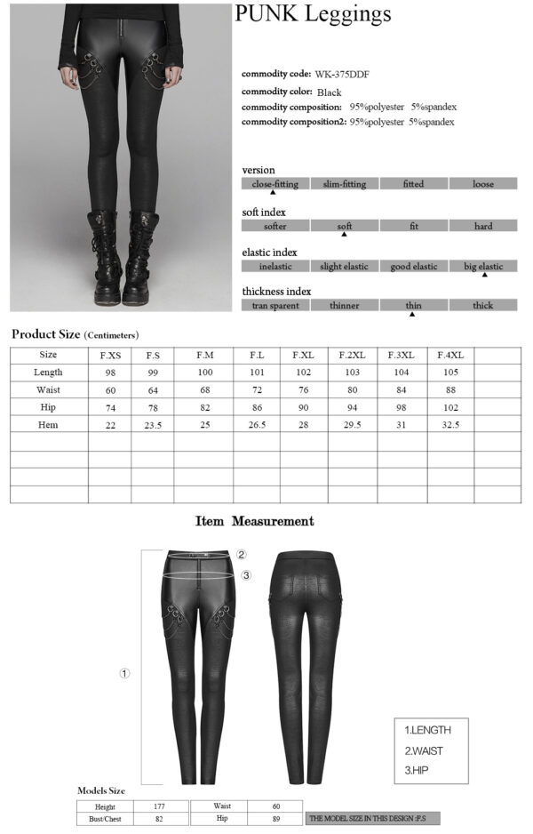 PUNK RAVE Black PU Leather Elastic Leggings - Image 10