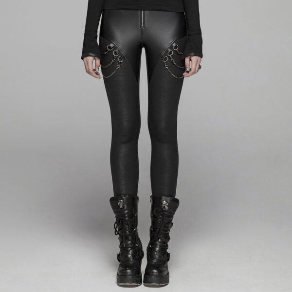 PUNK RAVE Black PU Leather Elastic Leggings