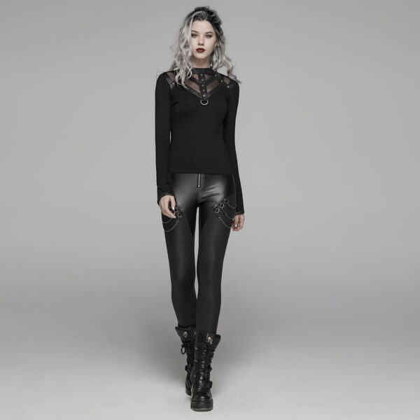 PUNK RAVE Black PU Leather Elastic Leggings - Image 4