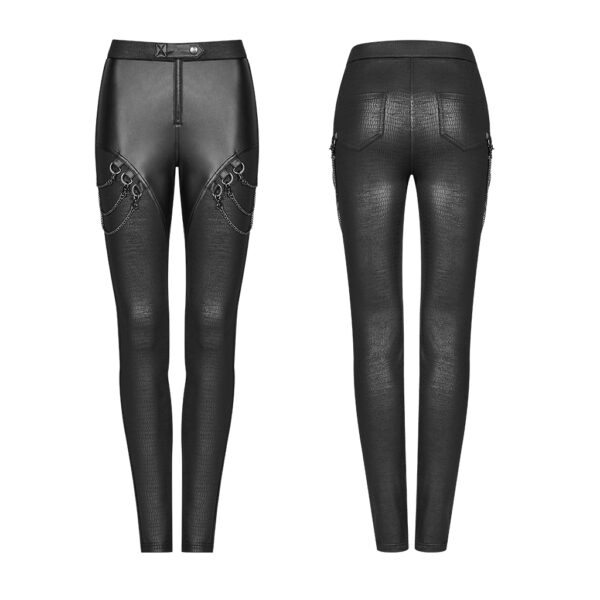 PUNK RAVE Black PU Leather Elastic Leggings - Image 5