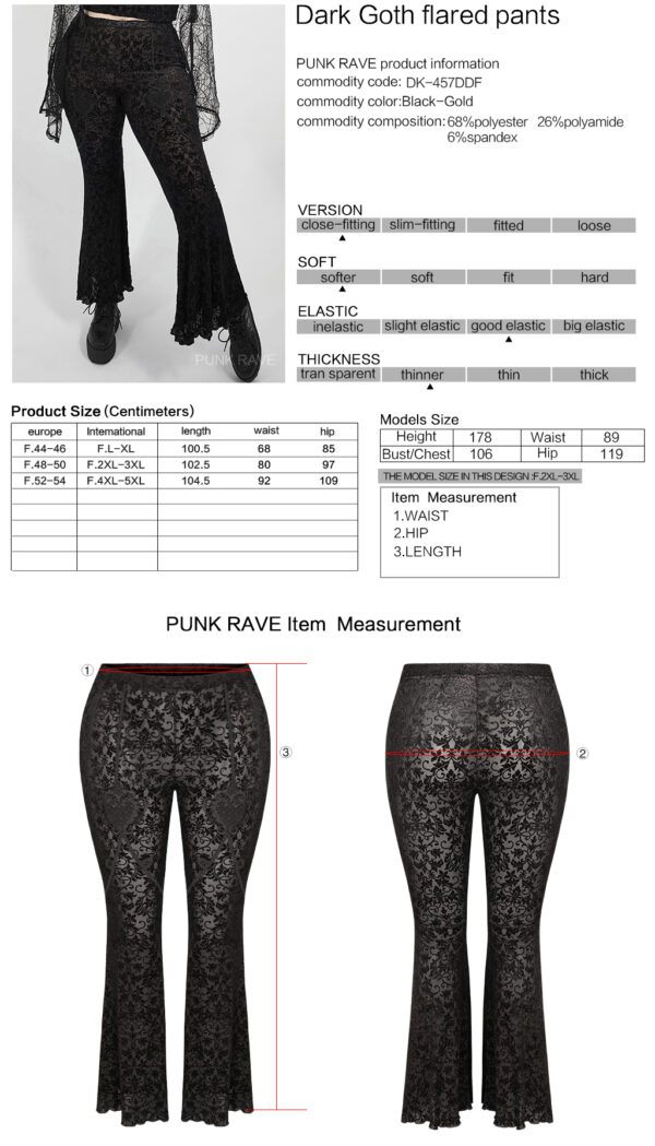 PUNK RAVE Goth Flared Light Pants - Image 9