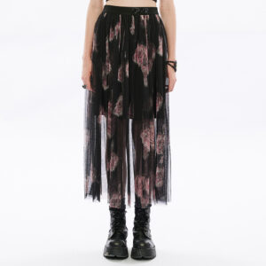 PUNK RAVE See Through Rose Printing Gauze Half Skirt