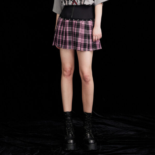 PUNK RAVE Plaid Splicing Short Skirt - Image 3