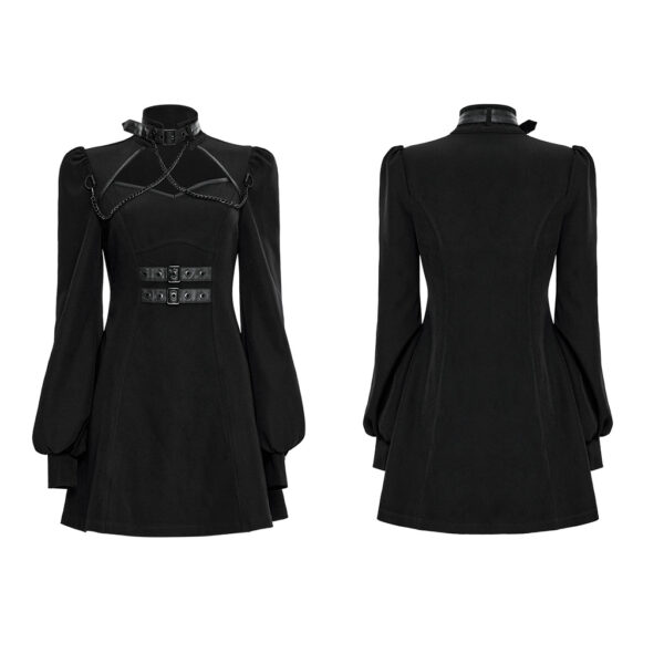 PUNK RAVE Square Neckline High Collar Waist Tech-Wear Dress - Image 5