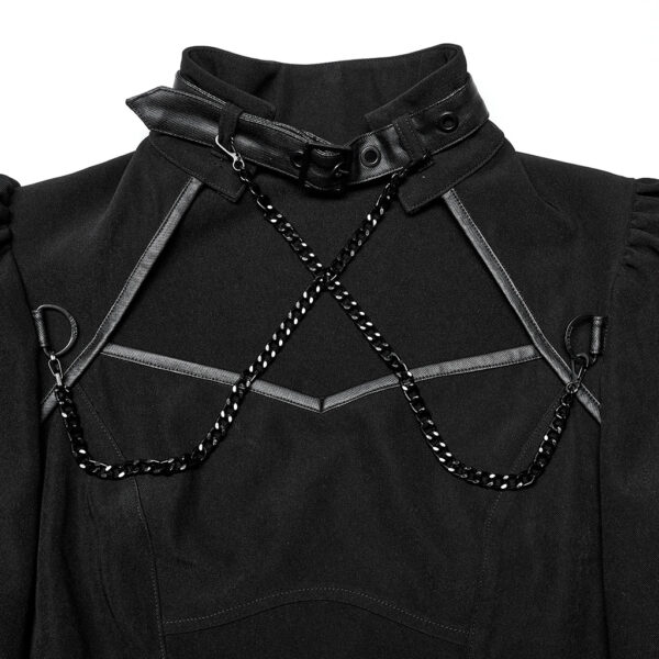 PUNK RAVE Square Neckline High Collar Waist Tech-Wear Dress - Image 9