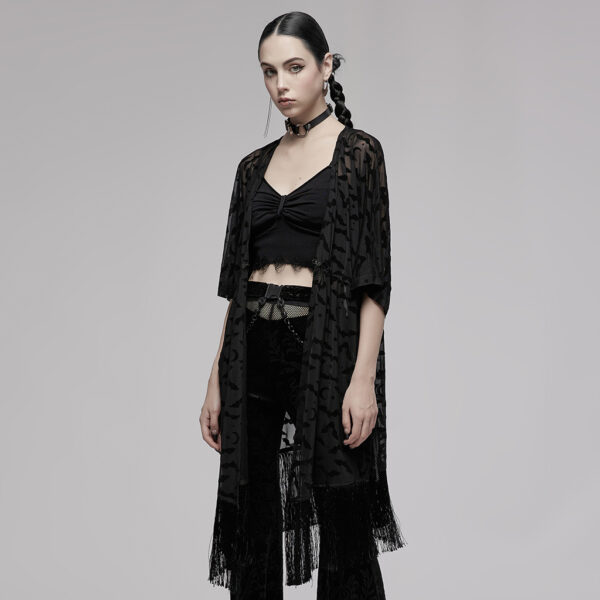 PUNK RAVE Tassel Bat Moon Flocking Cardigan - Image 2