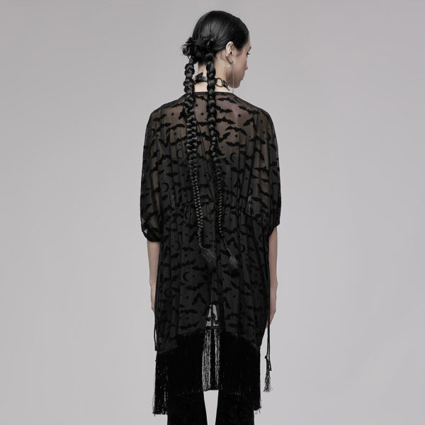 PUNK RAVE Tassel Bat Moon Flocking Cardigan - Image 3