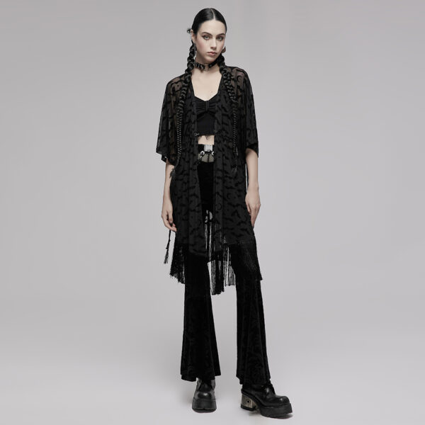 PUNK RAVE Tassel Bat Moon Flocking Cardigan - Image 4