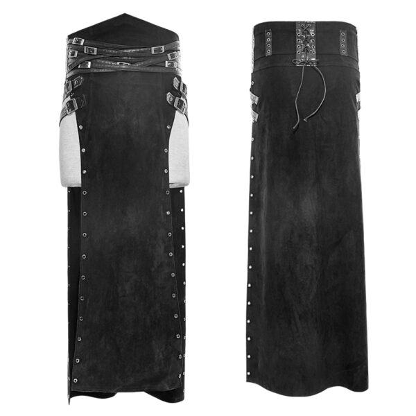 PUNK RAVE Men Black Half Skirt - Image 5