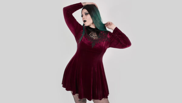 PUNK RAVE Goth Red Velvet Dress