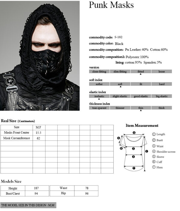 PUNK RAVE Adjustable Elastic Band Rivets PU Leather Mask - Image 7