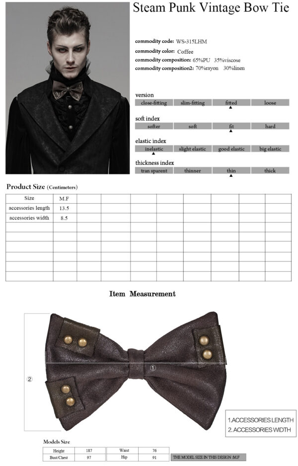 PUNK RAVE Steam Punk Vintage Bow Tie - Image 9