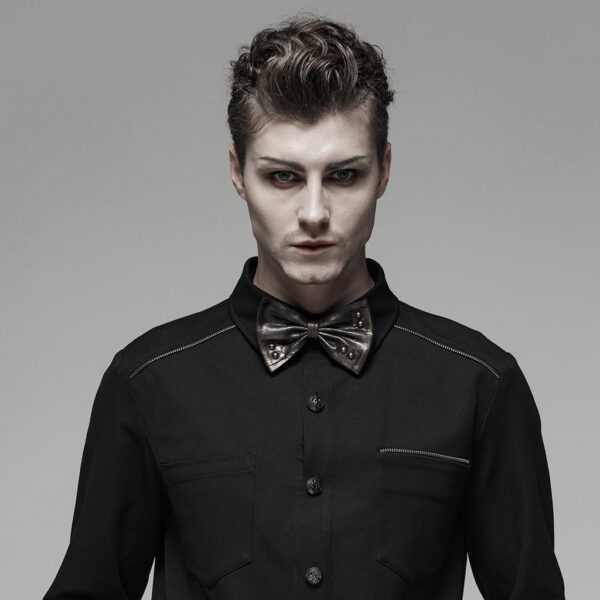 PUNK RAVE Steam Punk Vintage Black Bow Tie - Image 2