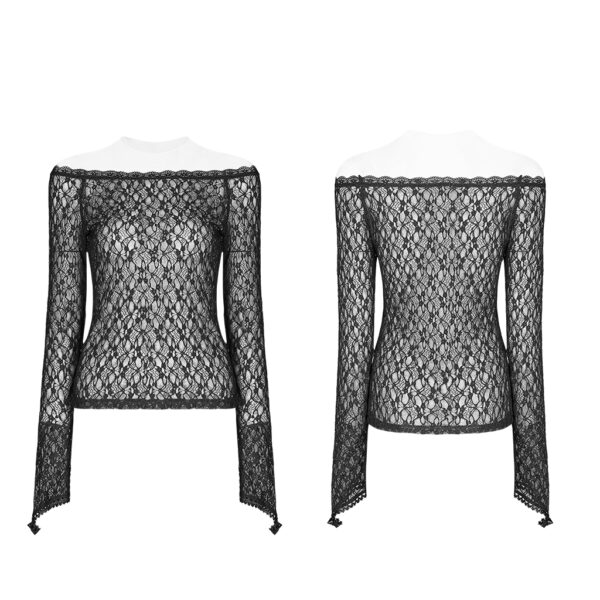 PUNK RAVE Gothic Transparent Lace Long Sleeve T-Shirt - Image 5