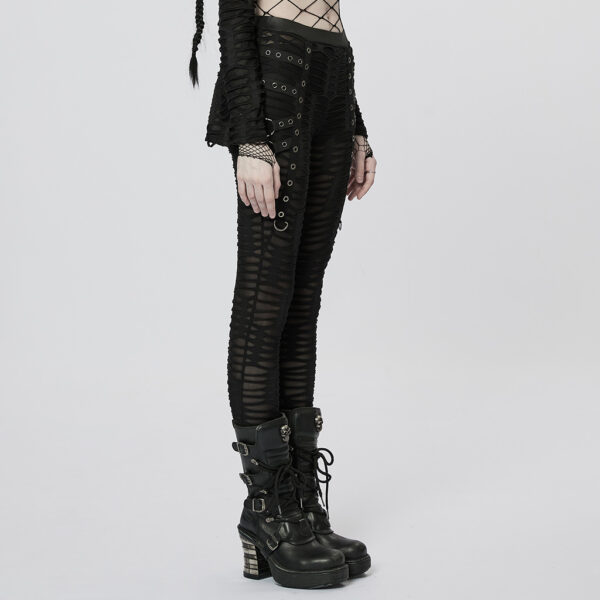 PUNK RAVE Knitted Decayed Design Slim Goth Leggings  - Image 2