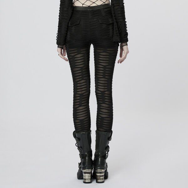 PUNK RAVE Knitted Decayed Design Slim Goth Leggings  - Image 3