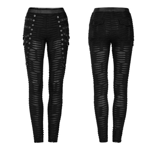 PUNK RAVE Knitted Decayed Design Slim Goth Leggings  - Image 5