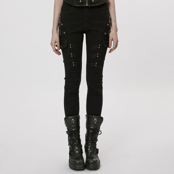 PUNK RAVE Gothic Darkness Vintage Washed Pencil Jeans