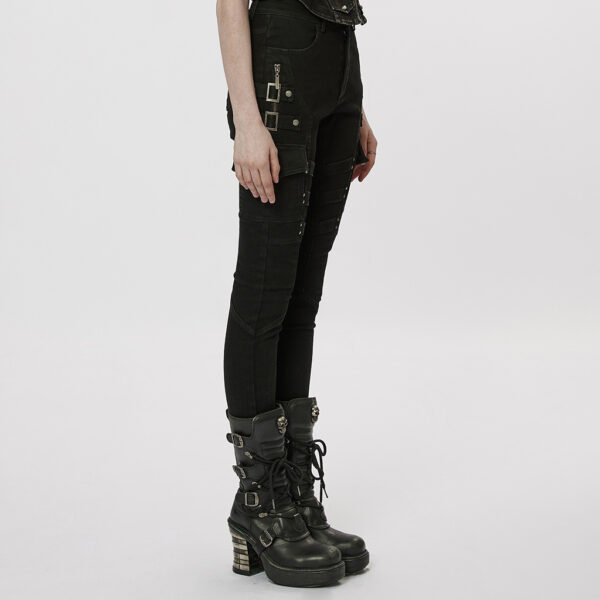 PUNK RAVE Gothic Darkness Vintage Washed Pencil Jeans - Image 2