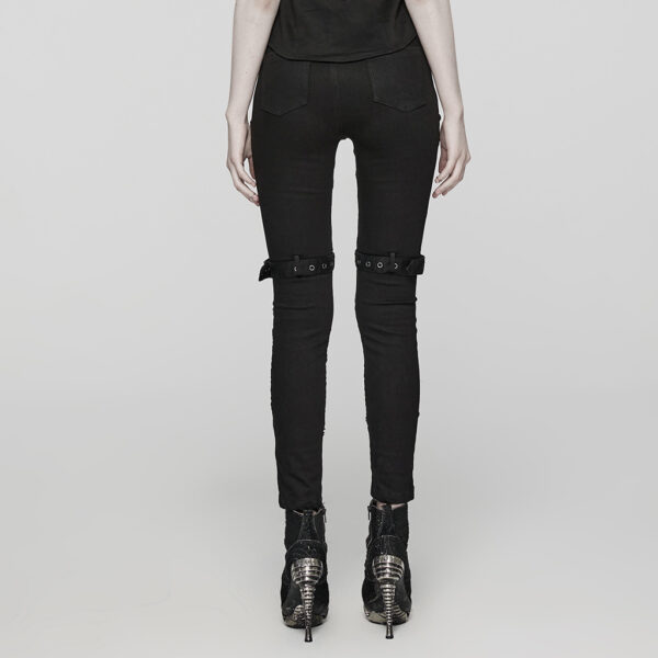 Punk Rave Stretch Denim And Mesh Fabric Punk Jeans - Image 3