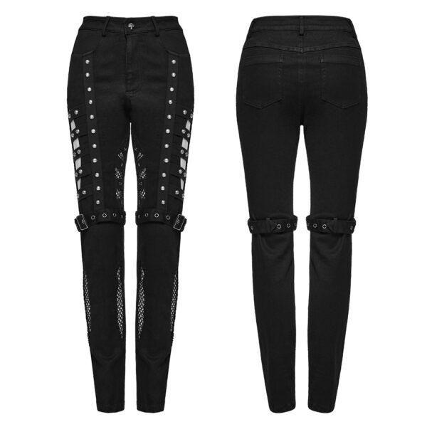 Punk Rave Stretch Denim And Mesh Fabric Punk Jeans - Image 5