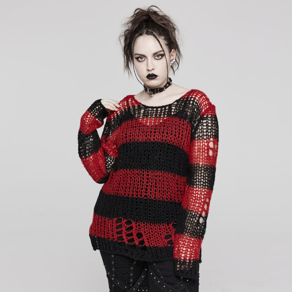 PUNK RAVE Decayed Pullover Sweater - Black/Red