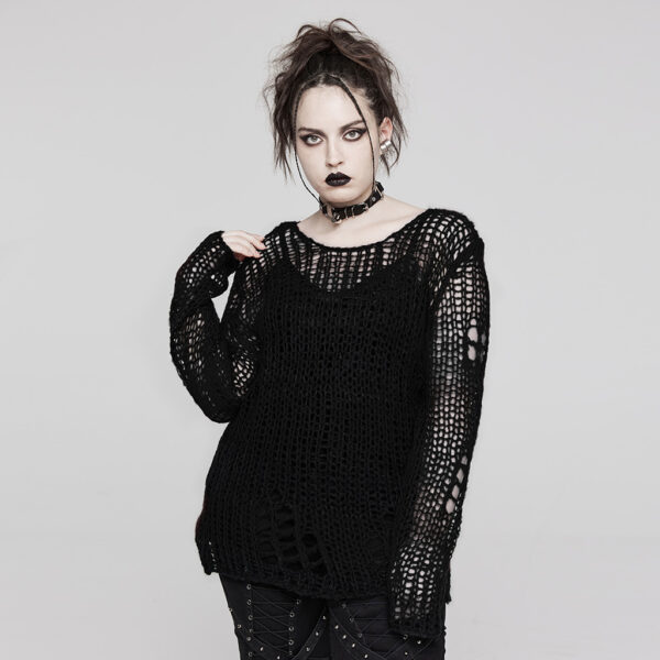 PUNK RAVE Decayed Pullover Sweater - Black