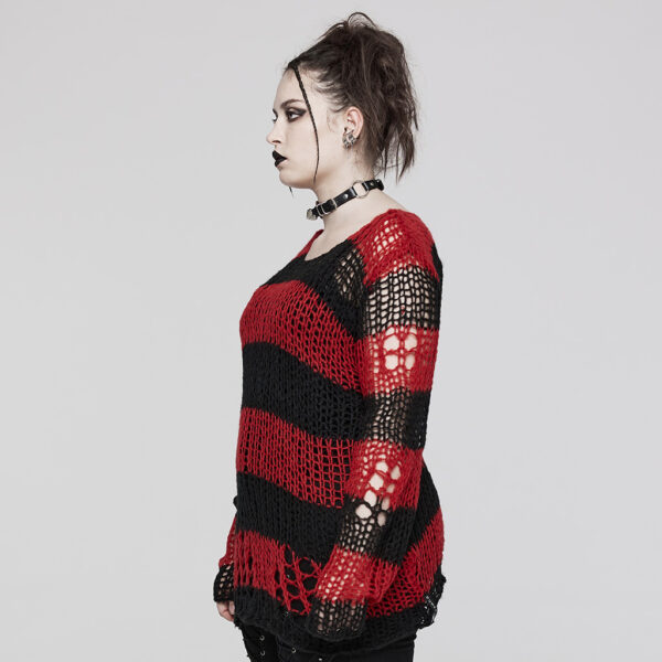 PUNK RAVE Decayed Pullover Sweater - Black/Red - Image 2