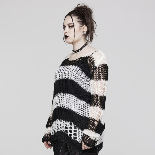 PUNK RAVE Decayed Pullover Sweater - Black/White - Image 2