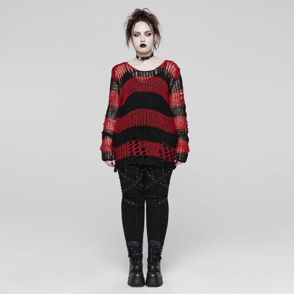 PUNK RAVE Decayed Pullover Sweater - Black/Red - Image 4