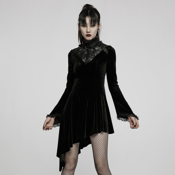 Punk Rave Asymmetric Elegant Velvet Lace Gothic Dress