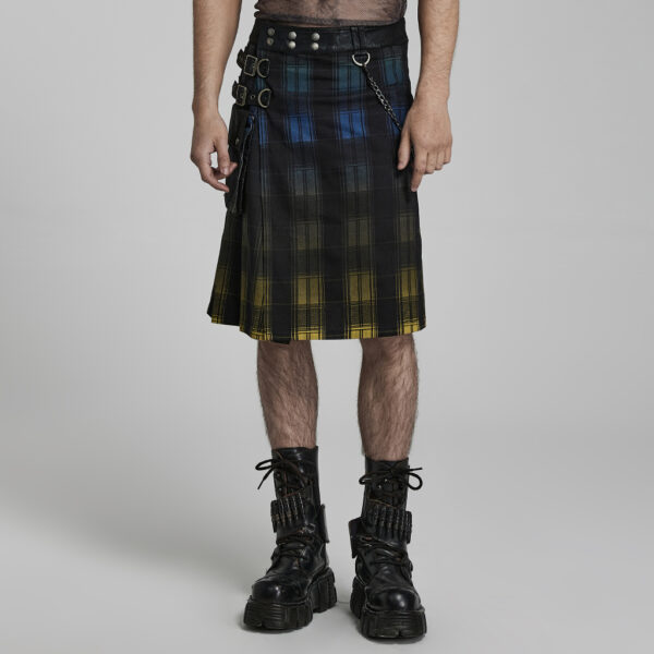 Punk School Style Gradient Color Scottish Plaid Kilt