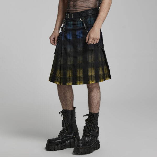 Punk School Style Gradient Color Scottish Plaid Kilt - Image 2